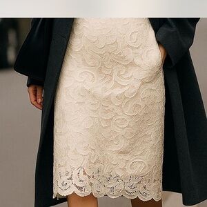 Dries Van Noten Cream Lace Pencil Skirt